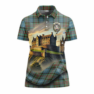 Cathcart Tartan Family Crest Women's Polo Shirt with Scottish Ancient Castle Style