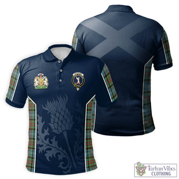 Cathcart Tartan Men's Polo Shirt with Family Crest and Scottish Thistle Vibes Sport Style