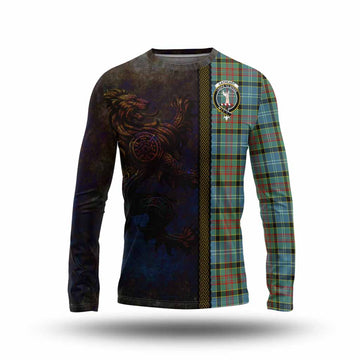 Tartan Vibes Clothing Cathcart Tartan Family Crest Long Sleeve T-Shirt Alba Gu Brath Be Brave Lion Ancient Style
