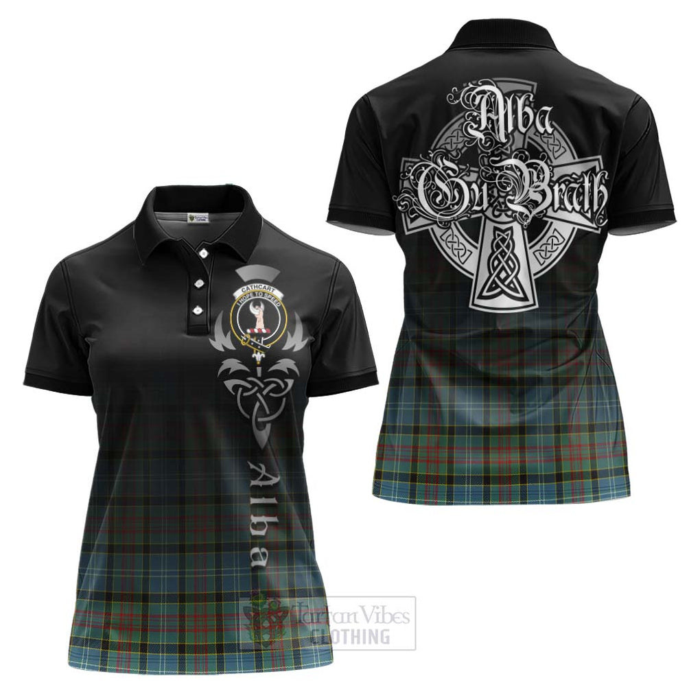 Tartan Vibes Clothing Cathcart Tartan Women's Polo Shirt Featuring Alba Gu Brath Family Crest Celtic Inspired