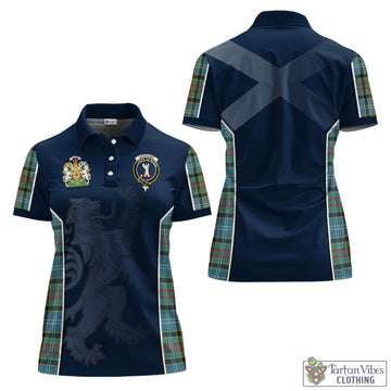 Cathcart Tartan Women's Polo Shirt with Family Crest and Lion Rampant Vibes Sport Style