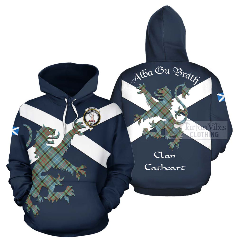 Tartan Vibes Clothing Cathcart Tartan Lion Rampant Hoodie – Proudly Display Your Heritage with Alba Gu Brath and Clan Name
