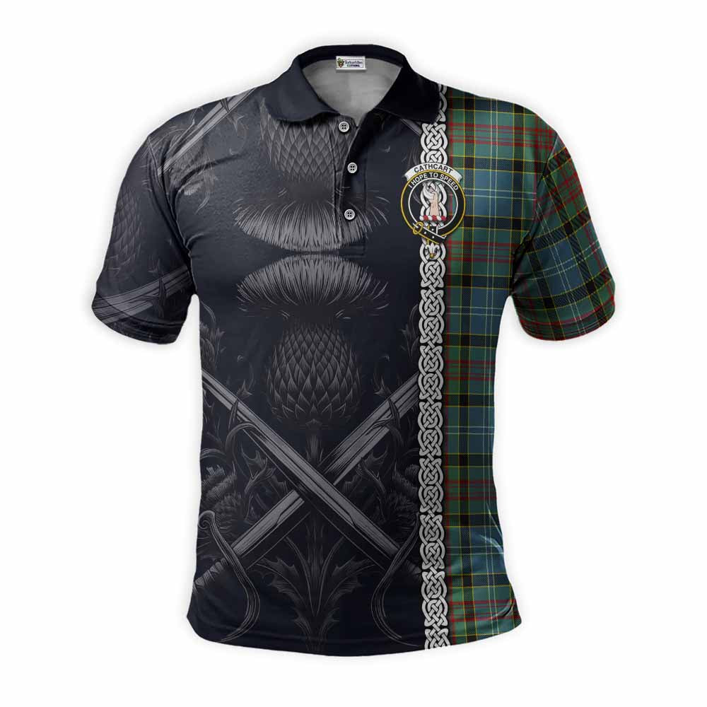 Cathcart Tartan Polo Shirt with Family Crest Cross Sword Thistle Celtic Vibes Kid - Tartan Vibes Clothing