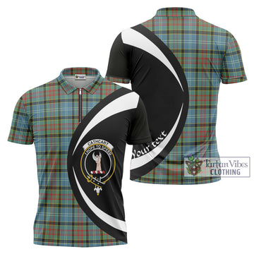 Tartan Vibes Clothing Cathcart Tartan Zipper Polo Shirt with Family Crest Circle Style