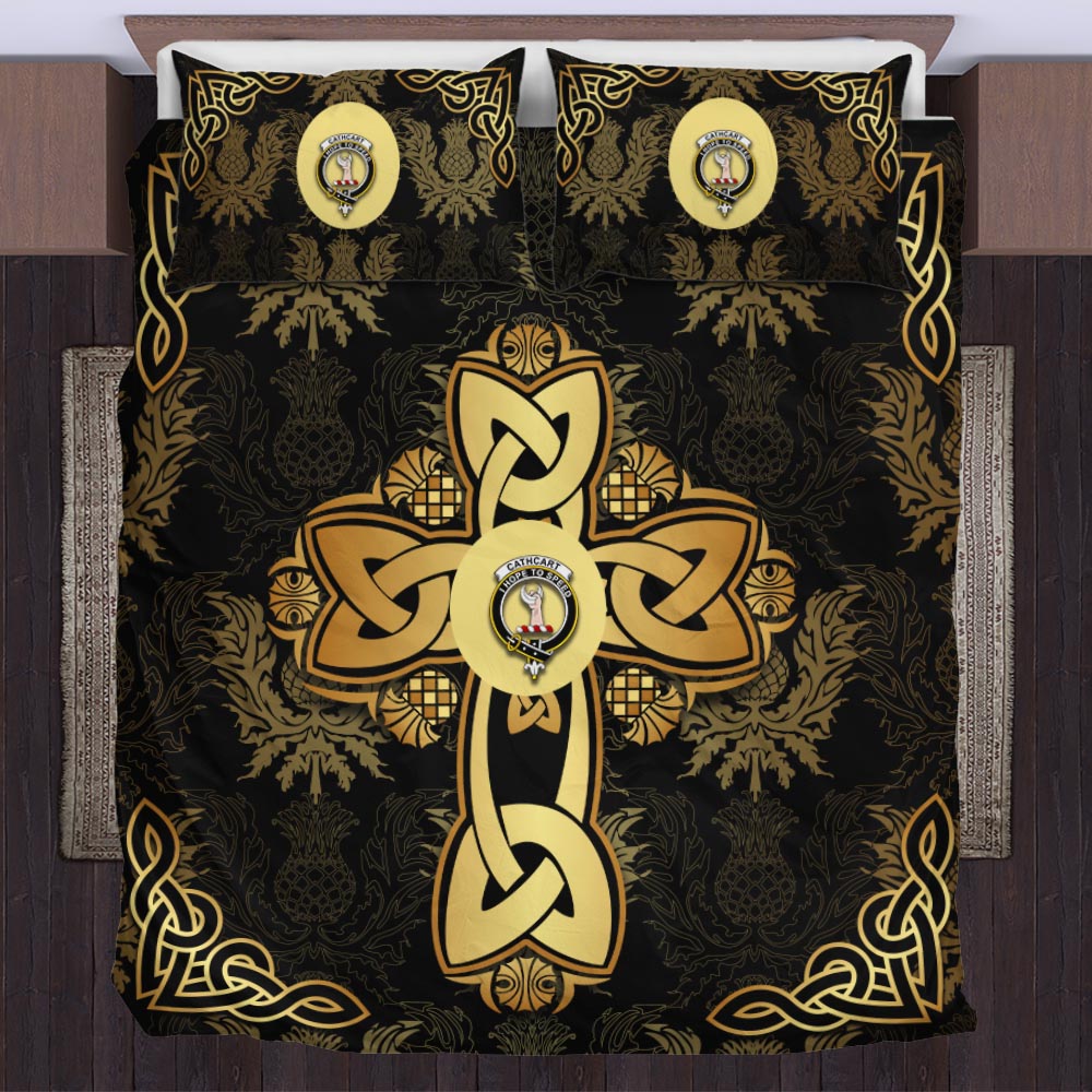 Cathcart Clan Bedding Sets Gold Thistle Celtic Style US Bedding Set - Tartanvibesclothing