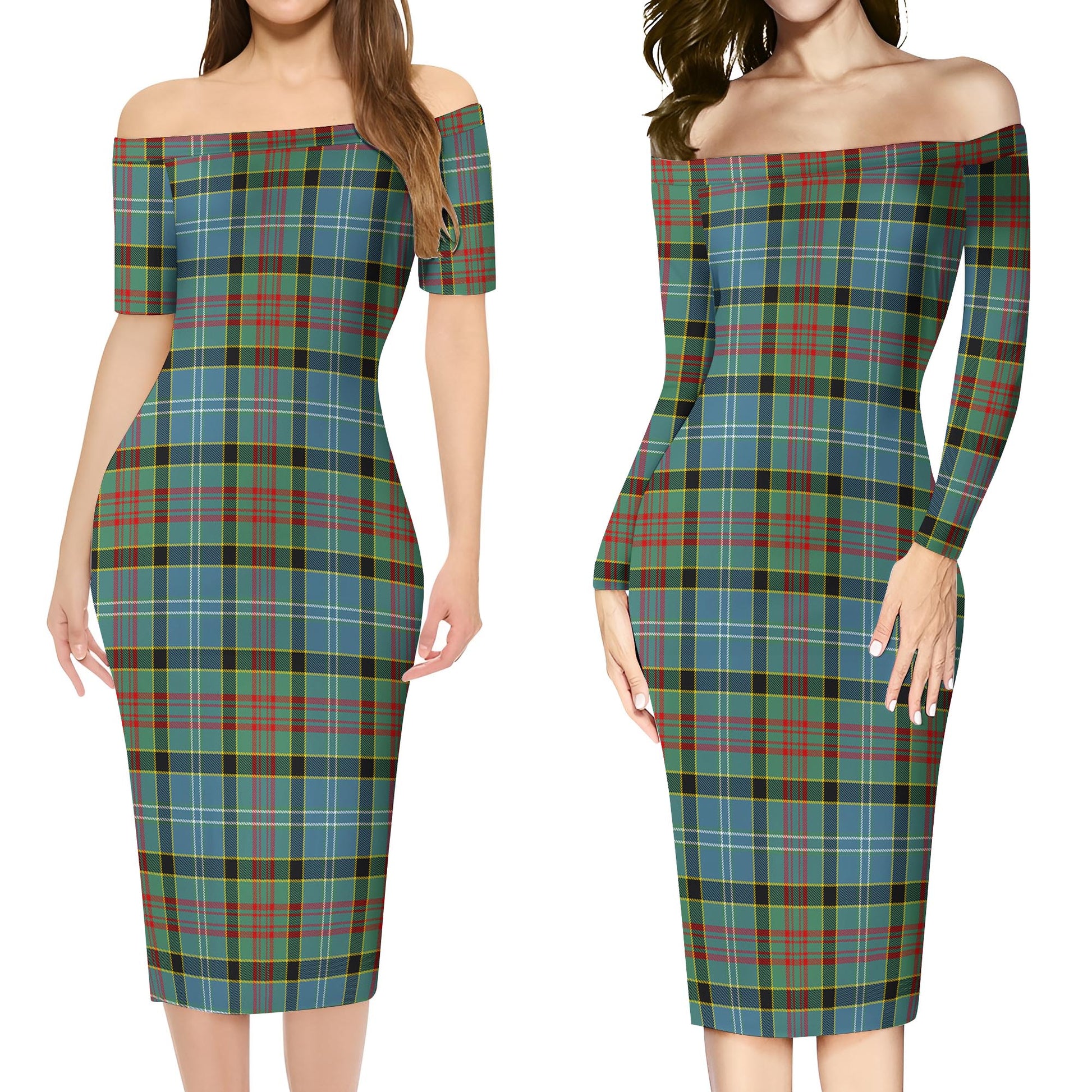 Cathcart Tartan Off Shoulder Lady Dress Women's Dress - Tartanvibesclothing