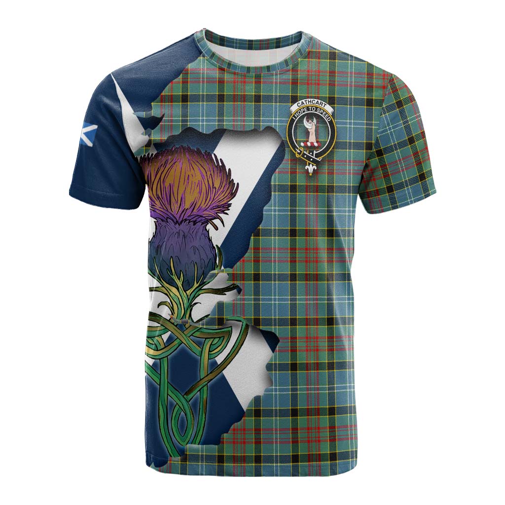 Tartan Vibes Clothing Cathcart Tartan Family Crest Cotton T-shirt Scottish Thistle Celtic Inspired