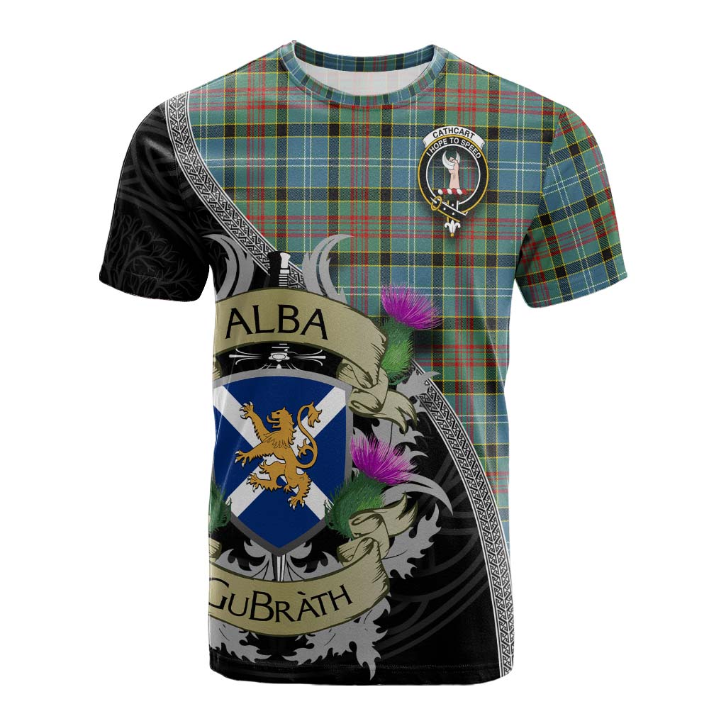 Tartan Vibes Clothing Cathcart Tartan Family Crest Cotton T-shirt Lion Rampant Royal Thistle Shield Celtic Inspired