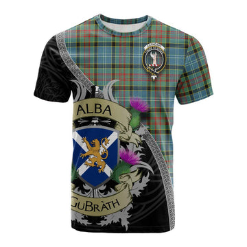 Tartan Vibes Clothing Cathcart Tartan Family Crest Cotton T-shirt Lion Rampant Royal Thistle Shield Celtic Inspired