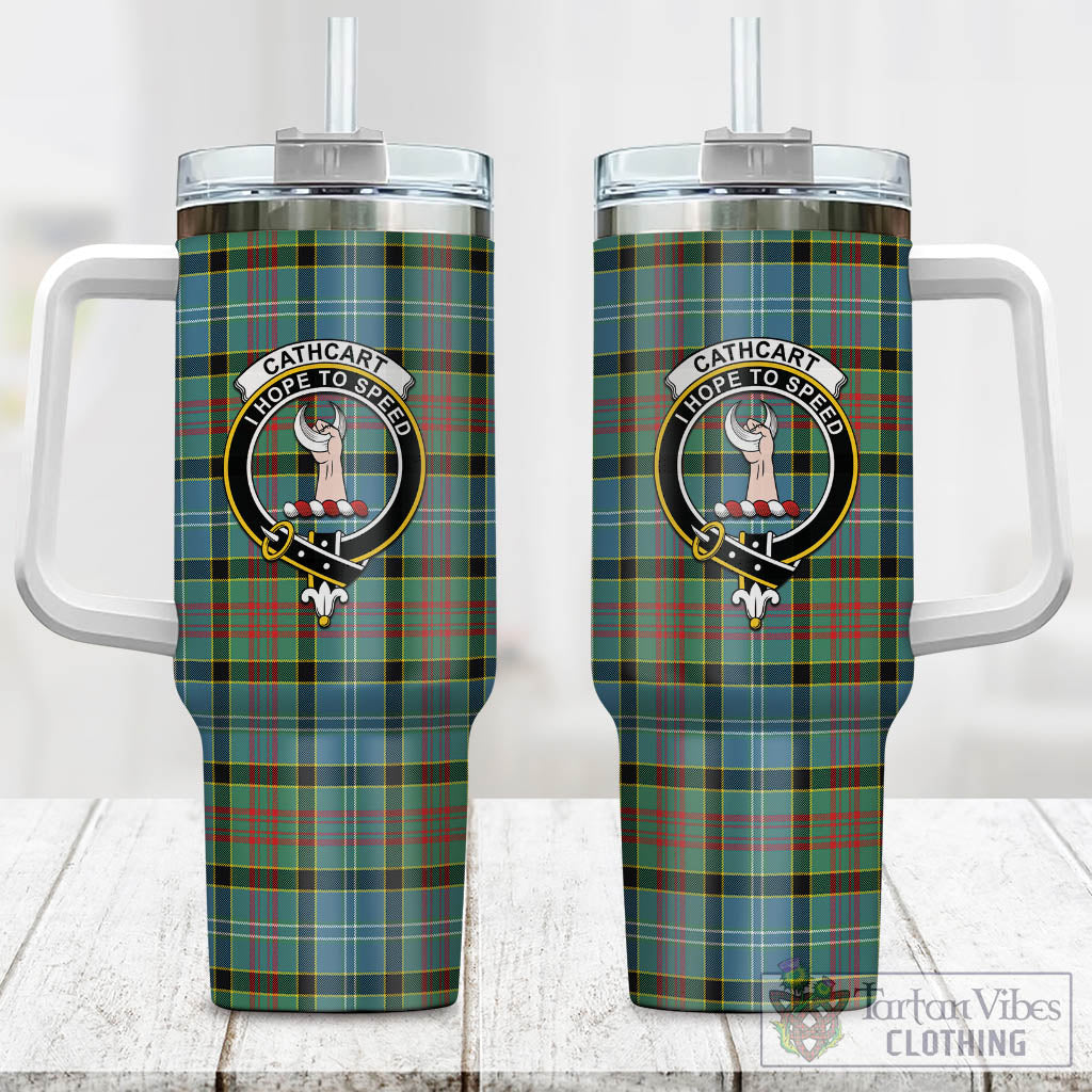 Tartan Vibes Clothing Cathcart Tartan and Family Crest Tumbler with Handle