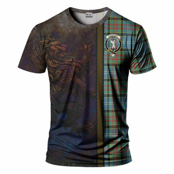 Tartan Vibes Clothing Cathcart Tartan Family Crest T-Shirt Alba Gu Brath Be Brave Lion Ancient Style
