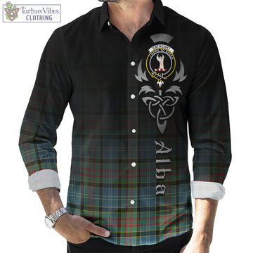 Cathcart Tartan Long Sleeve Button Up Featuring Alba Gu Brath Family Crest Celtic Inspired