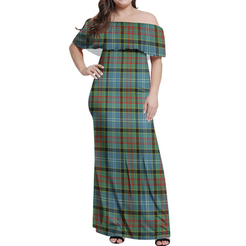 Cathcart Tartan Off Shoulder Long Dress Women's Dress - Tartanvibesclothing