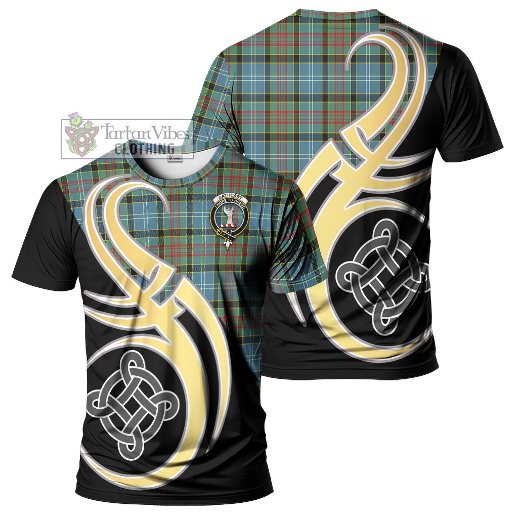 Tartan Vibes Clothing Cathcart Tartan T-Shirt with Family Crest and Celtic Symbol Style