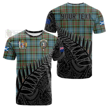 Tartan Vibes Clothing Cathcart Crest Tartan Cotton T-shirt with New Zealand Silver Fern Half Style