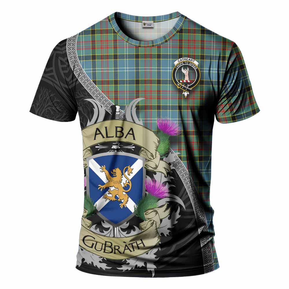 Tartan Vibes Clothing Cathcart Tartan Family Crest T-Shirt Lion Rampant Royal Thistle Shield Celtic Inspired