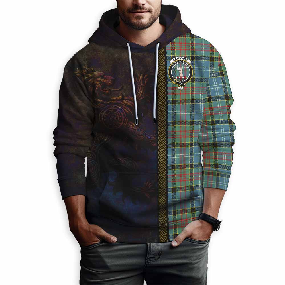 Tartan Vibes Clothing Cathcart Tartan Family Crest Hoodie Alba Gu Brath Be Brave Lion Ancient Style
