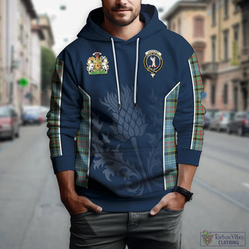 Cathcart Tartan Hoodie with Family Crest and Scottish Thistle Vibes Sport Style
