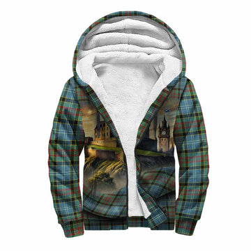 Cathcart Tartan Family Crest Sherpa Hoodie with Scottish Ancient Castle Style