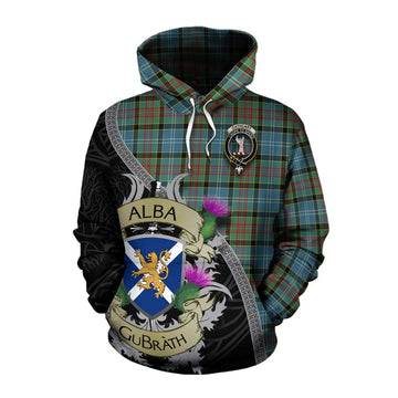 Tartan Vibes Clothing Cathcart Tartan Family Crest Cotton Hoodie Lion Rampant Royal Thistle Shield Celtic Inspired