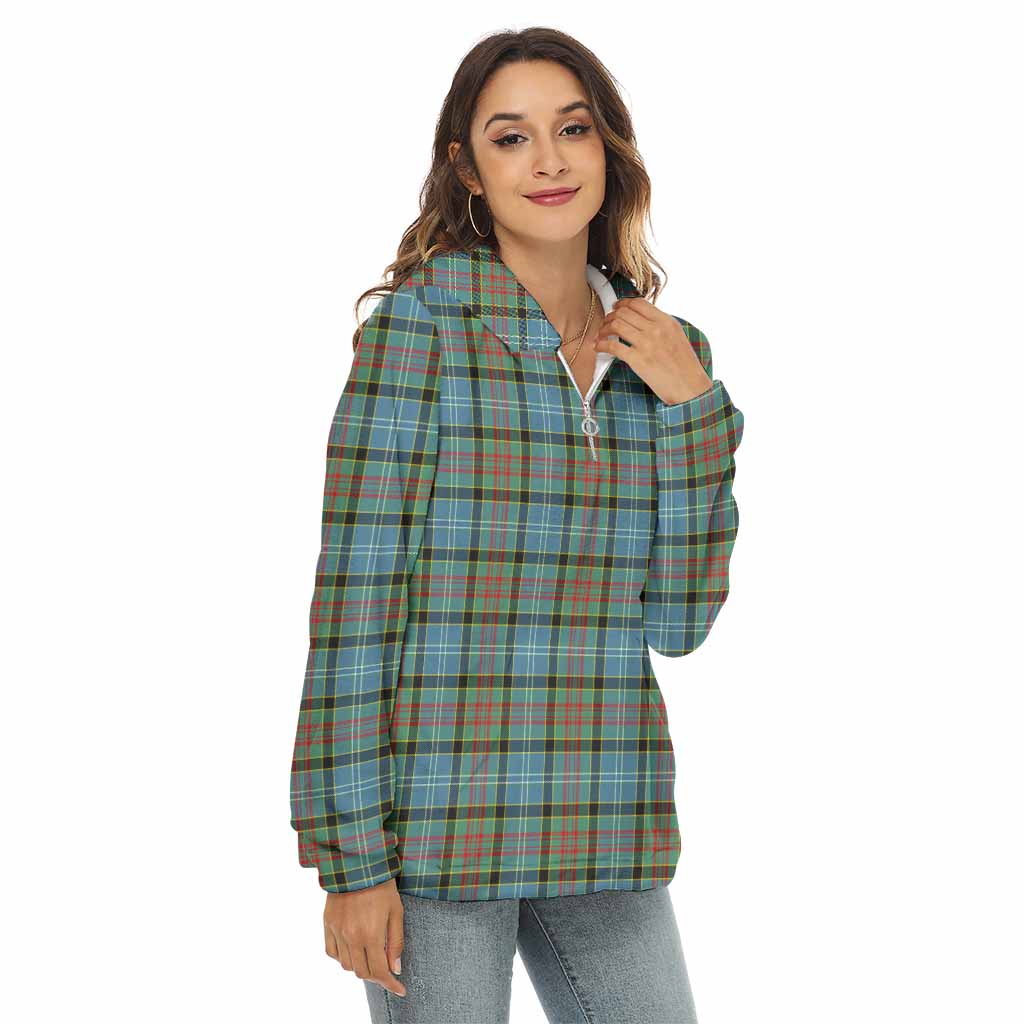 Tartan Vibes Clothing Cathcart Tartan Women's Borg  Half Zip Fleece Hoodie