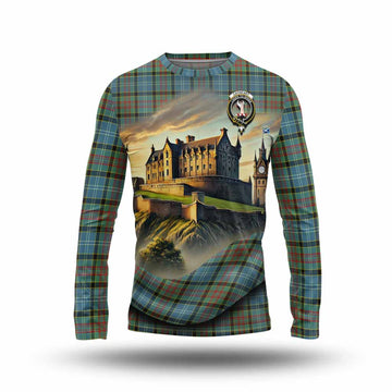 Tartan Vibes Clothing Cathcart Tartan Family Crest Long Sleeve T-Shirt with Scottish Ancient Castle Style