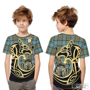 Cathcart Tartan Kid T-Shirt with Family Crest Celtic Wolf Style Youth XL Size14 - Tartan Vibes Clothing