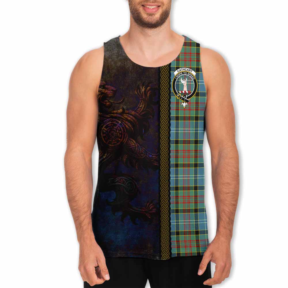 Tartan Vibes Clothing Cathcart Tartan Family Crest Men's Tank Top Alba Gu Brath Be Brave Lion Ancient Style