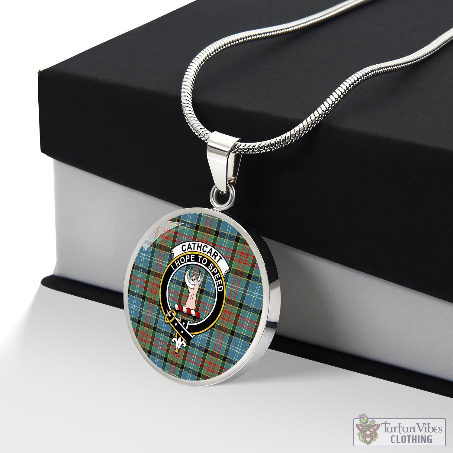 Tartan Vibes Clothing Cathcart Tartan Circle Necklace with Family Crest