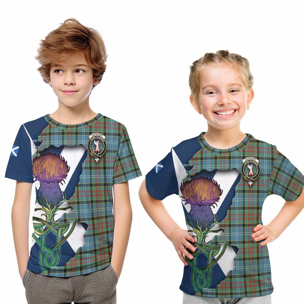 Tartan Vibes Clothing Cathcart Tartan Family Crest Kid T-Shirt Scottish Thistle Celtic Inspired