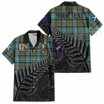 Tartan Vibes Clothing Cathcart Crest Tartan Short Sleeve Button Shirt with New Zealand Silver Fern Half Style