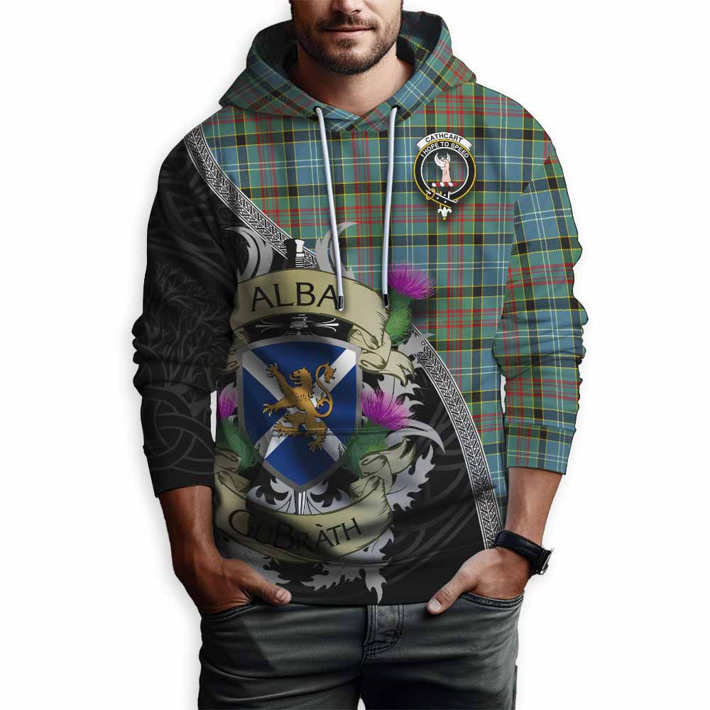 Tartan Vibes Clothing Cathcart Tartan Family Crest Hoodie Lion Rampant Royal Thistle Shield Celtic Inspired