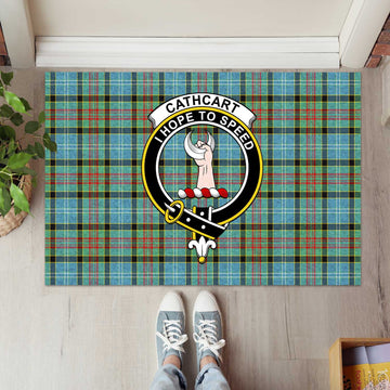 Cathcart Tartan Rubber Doormat with Family Crest