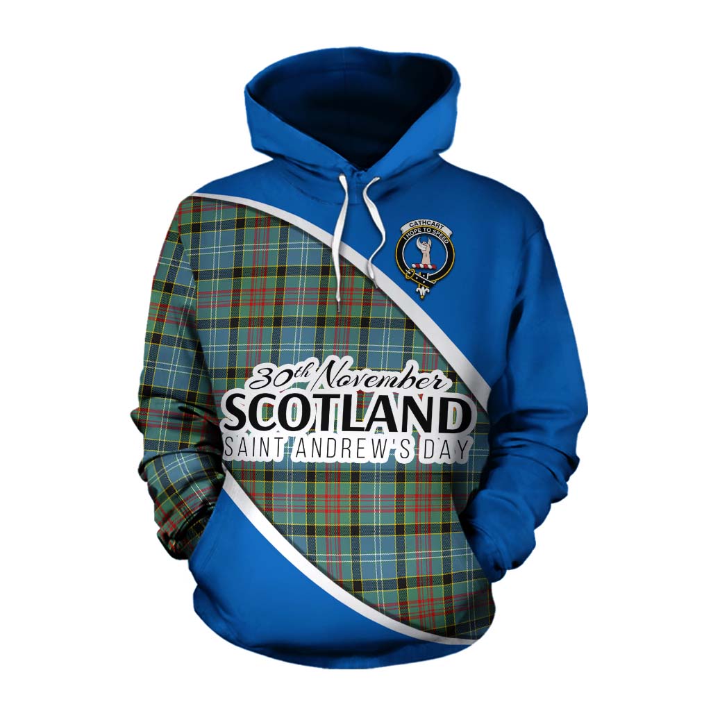 Tartan Vibes Clothing Cathcart Family Crest Tartan Cotton Hoodie Celebrate Saint Andrew's Day in Style