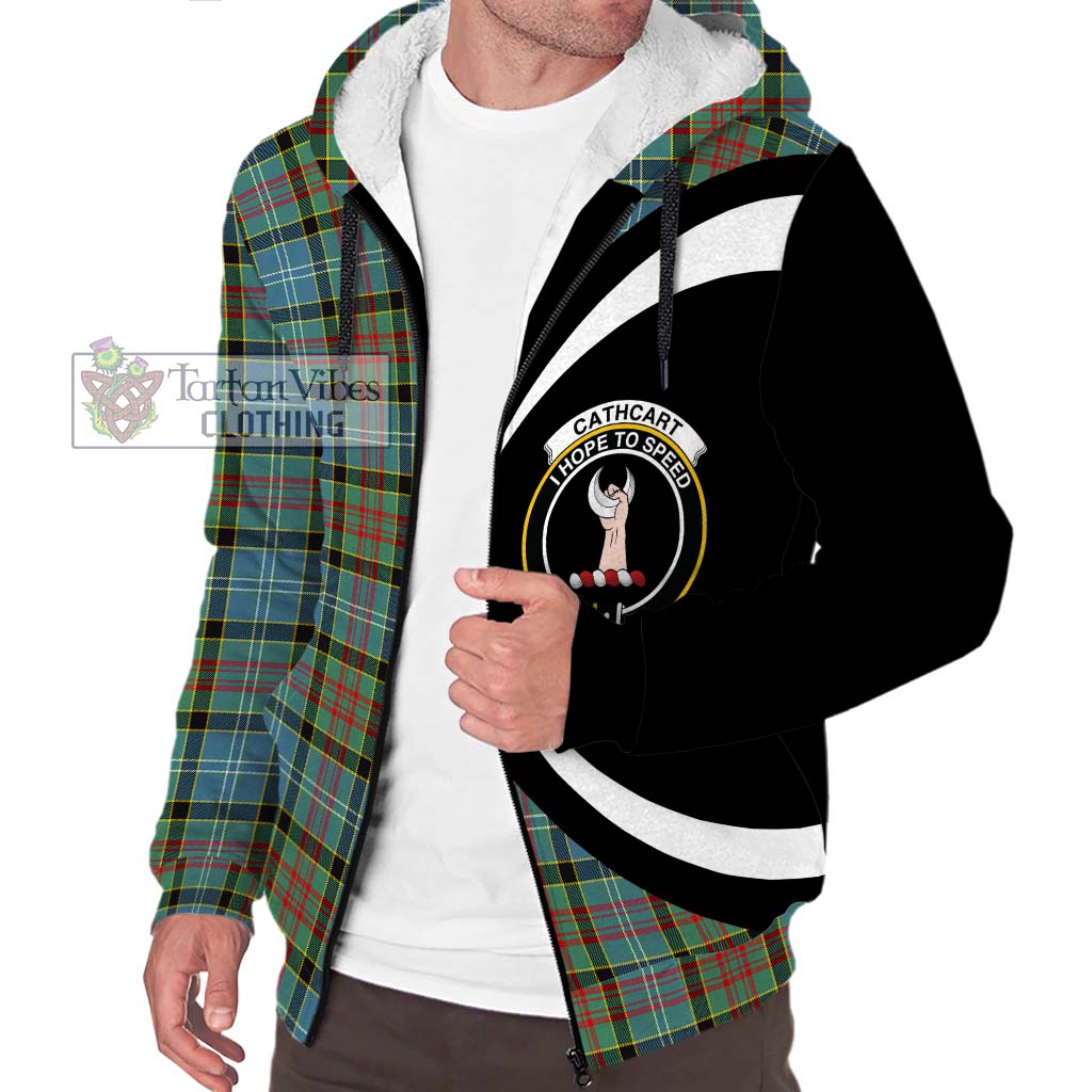 Cathcart Tartan Sherpa Hoodie with Family Crest Circle Style Unisex S - Tartan Vibes Clothing