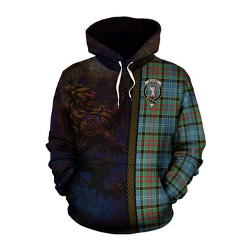 Tartan Vibes Clothing Cathcart Tartan Family Crest Cotton Hoodie Alba Gu Brath Be Brave Lion Ancient Style