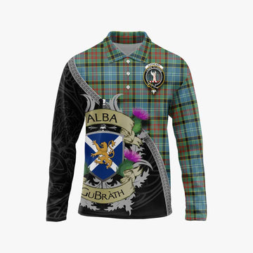 Cathcart Tartan Family Crest Long Sleeve Polo Shirt Lion Rampant Royal Thistle Shield Celtic Inspired