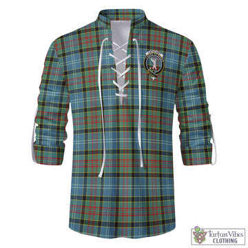 Cathcart Tartan Men's Scottish Traditional Jacobite Ghillie Kilt Shirt with Family Crest