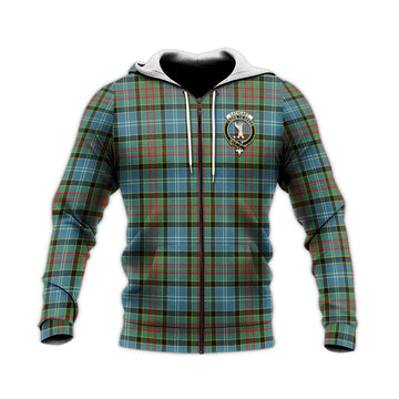 Cathcart Tartan Knitted Hoodie with Family Crest
