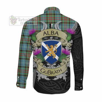 Cathcart Tartan Family Crest Long Sleeve Button Shirt Lion Rampant Royal Thistle Shield Celtic Inspired