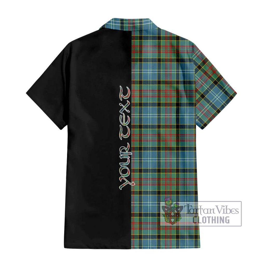 Cathcart Tartan Short Sleeve Button Shirt with Family Crest and Half Of Me Style - Tartanvibesclothing Shop