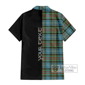 Cathcart Tartan Short Sleeve Button Shirt with Family Crest and Half Of Me Style - Tartanvibesclothing Shop