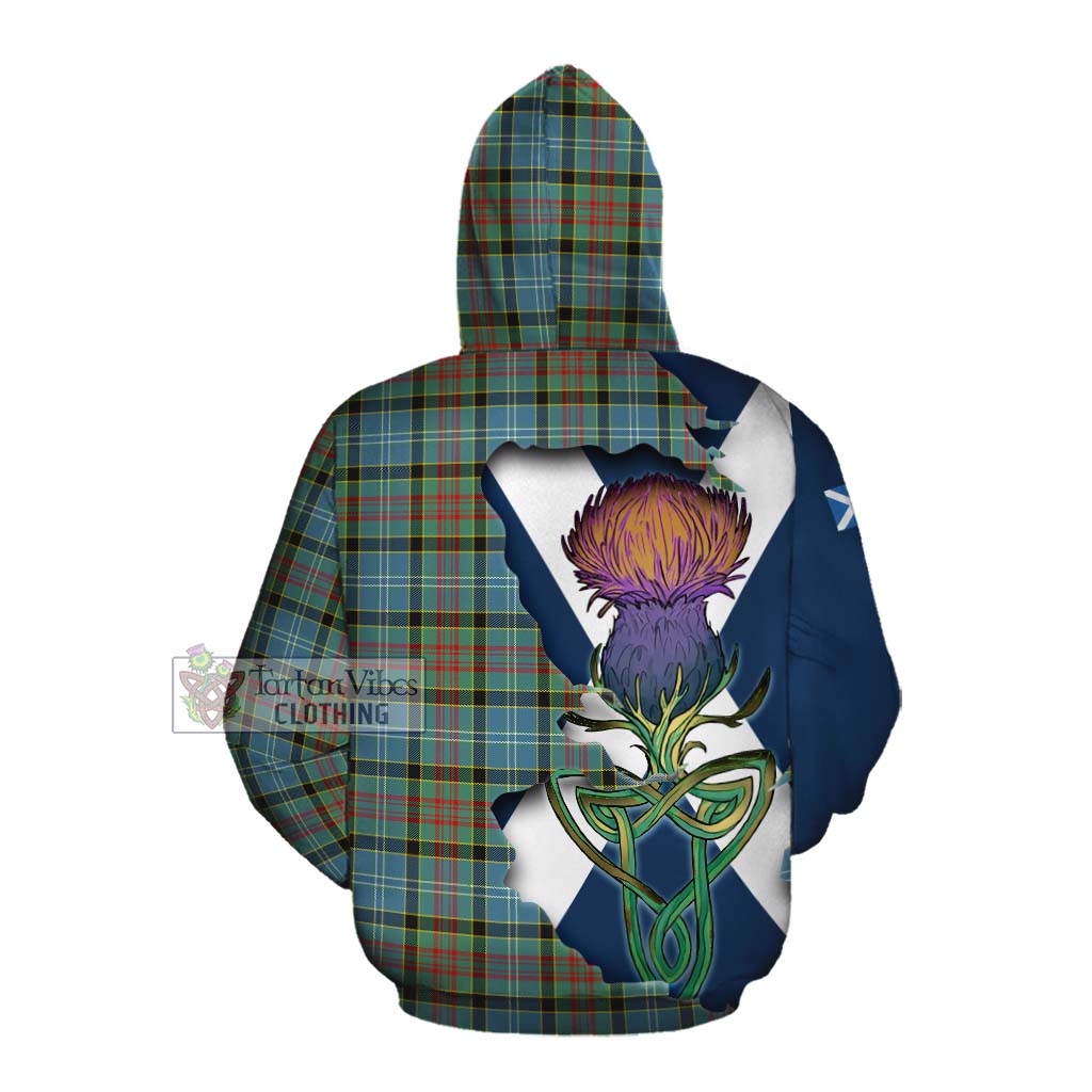 Tartan Vibes Clothing Cathcart Tartan Family Crest Cotton Hoodie Scottish Thistle Celtic Inspired