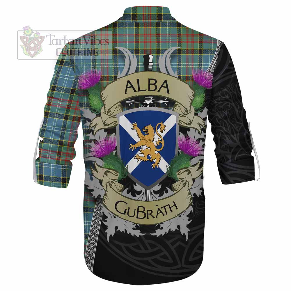 Tartan Vibes Clothing Cathcart Tartan Family Crest Ghillie Kilt Shirt Lion Rampant Royal Thistle Shield Celtic Inspired