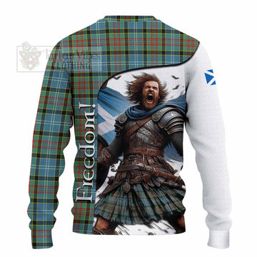 Tartan Vibes Clothing Cathcart Crest Tartan Knitted Sweater Inspired by the Freedom of Scottish Warrior