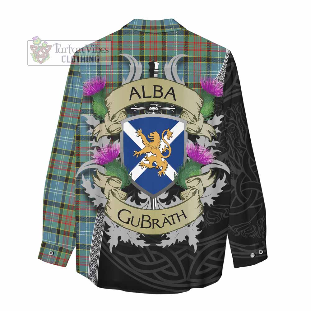 Tartan Vibes Clothing Cathcart Tartan Family Crest Women's Casual Shirt Lion Rampant Royal Thistle Shield Celtic Inspired