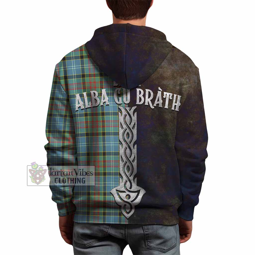 Tartan Vibes Clothing Cathcart Tartan Family Crest Hoodie Alba Gu Brath Be Brave Lion Ancient Style