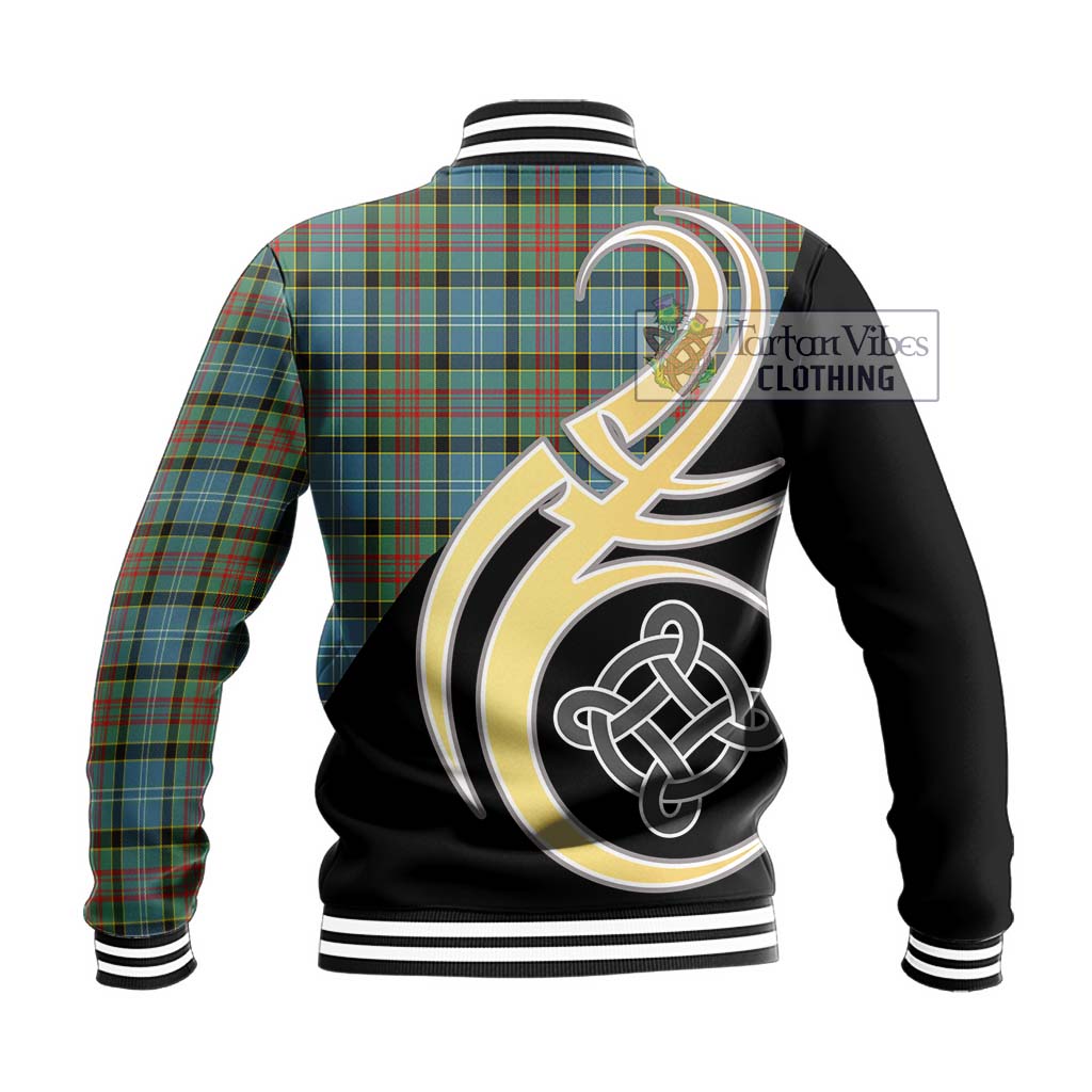 Cathcart Tartan Baseball Jacket with Family Crest and Celtic Symbol Style - Tartan Vibes Clothing