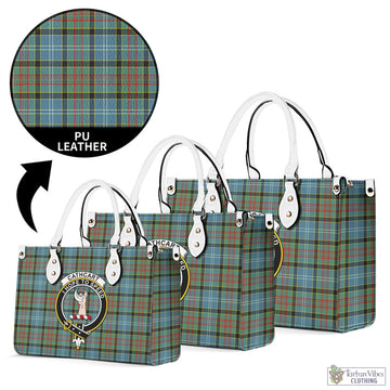 Cathcart Tartan Luxury Leather Handbags with Family Crest