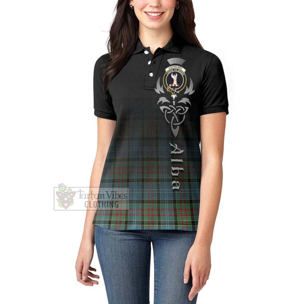 Tartan Vibes Clothing Cathcart Tartan Women's Polo Shirt Featuring Alba Gu Brath Family Crest Celtic Inspired